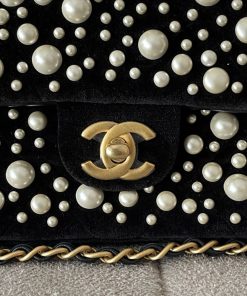 Alternative view of Chanel Small Mini Velvet Pearl Flap Bag